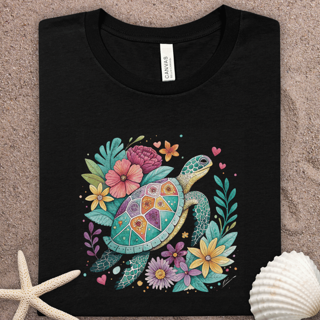 Sea Turtle Floral Summer Tee