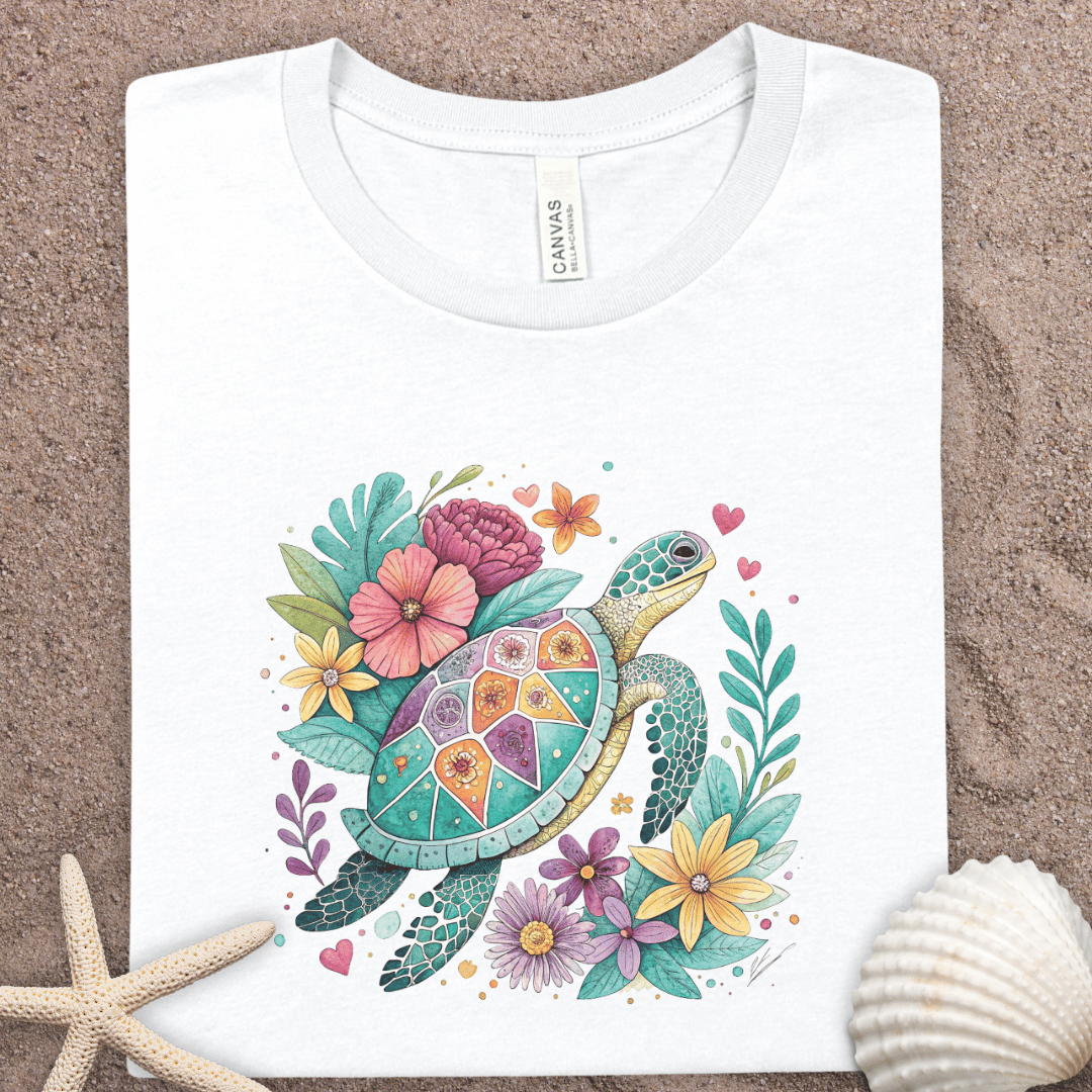 Sea Turtle Floral Summer Tee