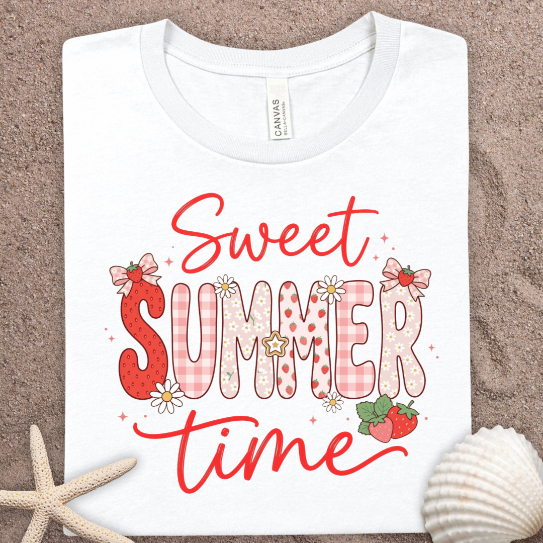 Sweet Summer Time T-Shirt — Floral Strawberry Summer Tee