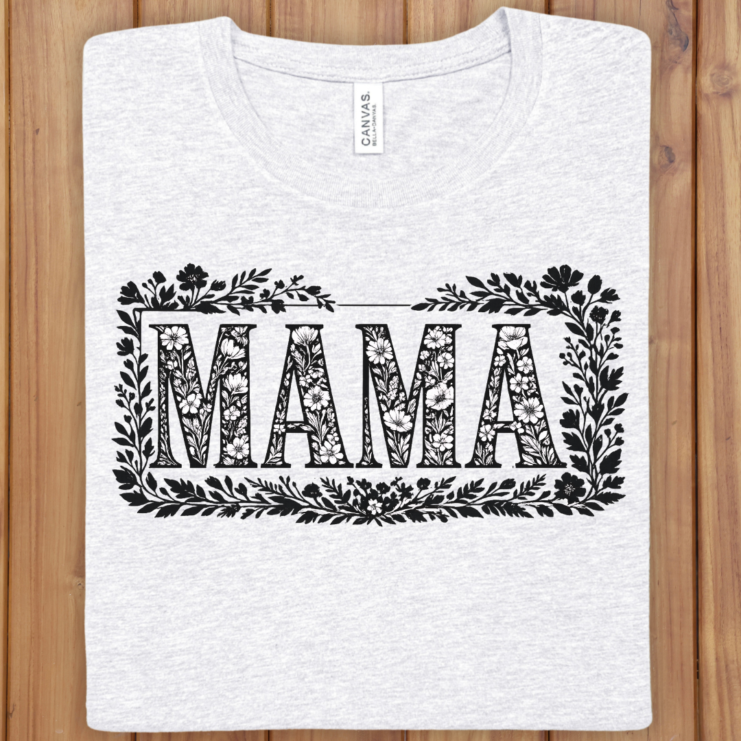 Mama Floral T‑Shirt — Vintage Botanical 'MAMA' Tee for Moms