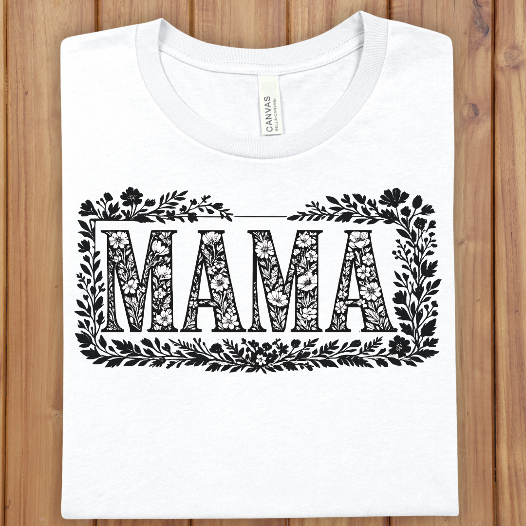 Mama Floral T‑Shirt — Vintage Botanical 'MAMA' Tee for Moms