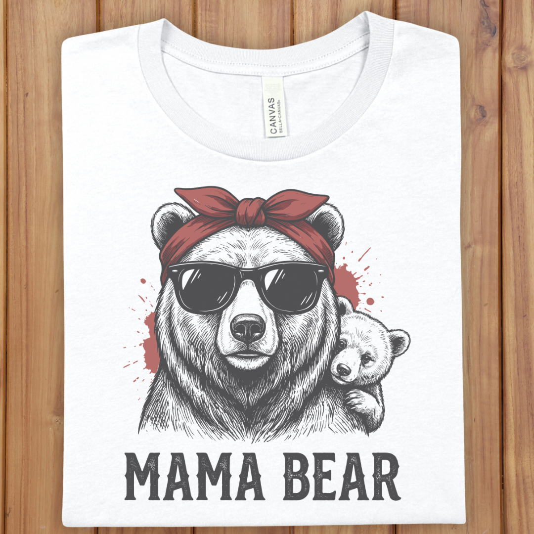 Mama Bear T-Shirt – Retro Sunglasses Mom Tee (Mama Bear)