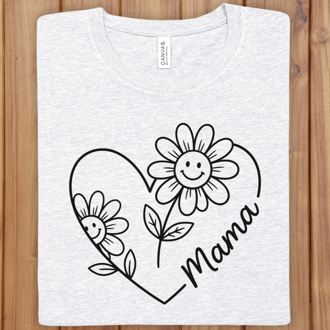 Mama Heart Tee — Women's Mother's Day Heart Graphic T-Shirt