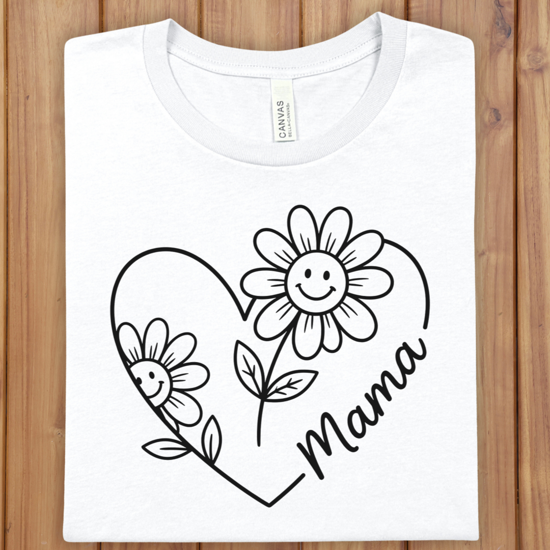 Mama Heart Tee — Women's Mother's Day Heart Graphic T-Shirt